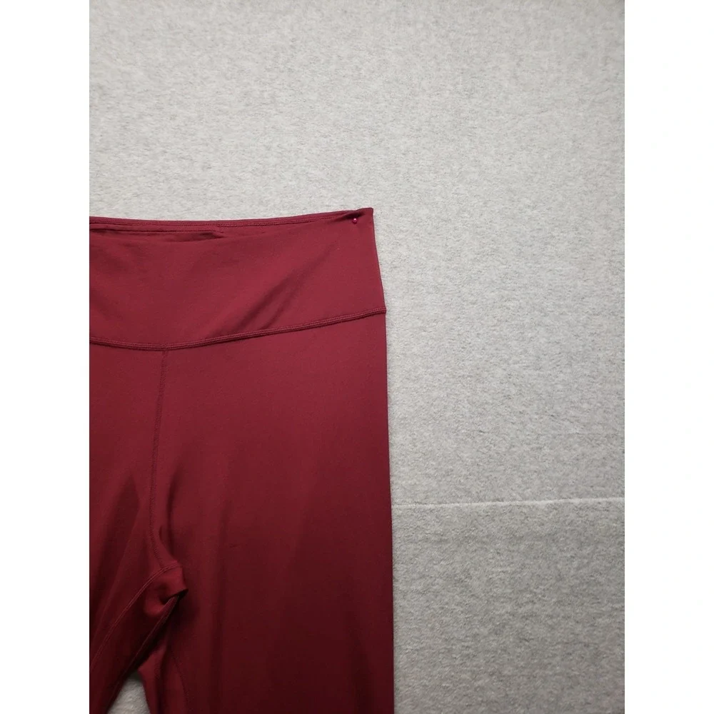 Nike Dri Fit Women Athletic‎ Leggings L Red High Waistband Pull On Logo Active